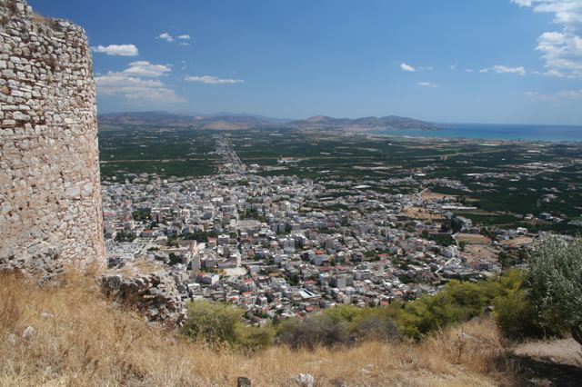 Argos - City view towards Nafplio from the castle of Larissa